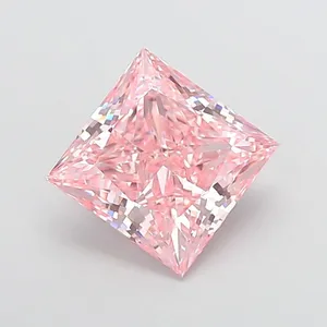 4.27ct PRINCESS Fancy Vivid Pink VVS2 Coloured Lab diamond