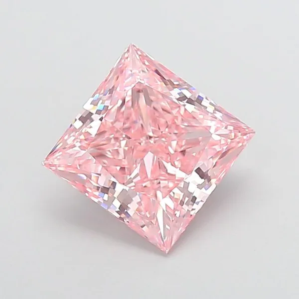 4.27ct PRINCESS Fancy Vivid Pink VVS2 Coloured Lab diamond