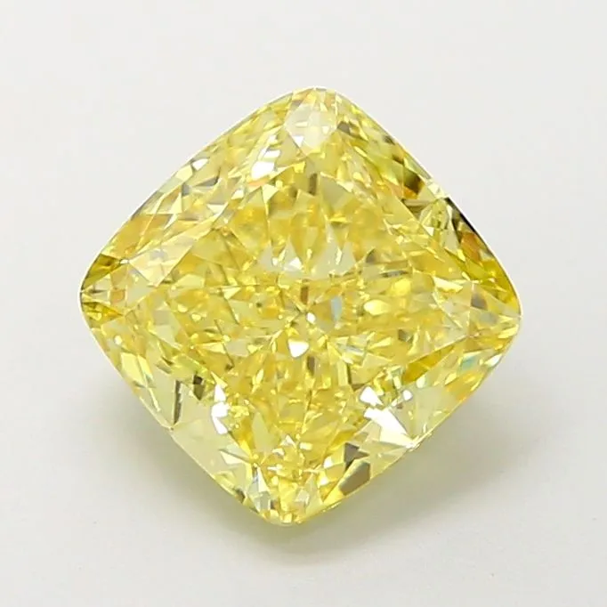1.10ct CUSHION Fancy Vivid Yellow VS1 Coloured Lab diamond