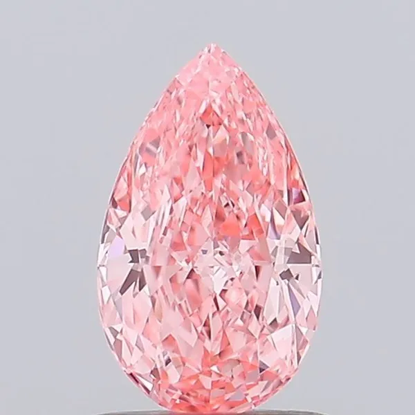 0.77ct PEAR Fancy Vivid Pink VVS2 Coloured Lab diamond