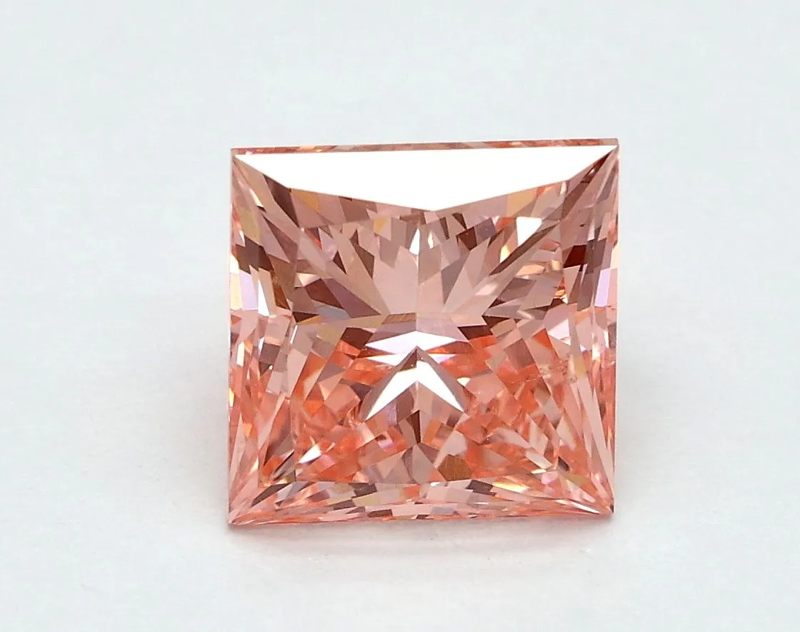 1.83ct PRINCESS Fancy Vivid Pink SI1 Coloured Lab diamond