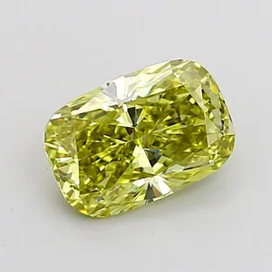 0.9ct CUSHION Fancy Intense Greenish Yellow VS1 Coloured Lab diamond