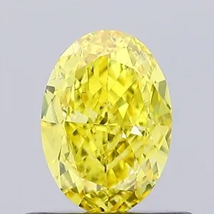 0.58ct OVAL Fancy Vivid Yellow VS2 Coloured Lab diamond
