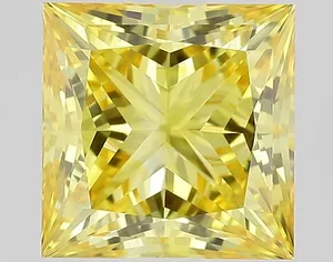 1.08ct PRINCESS Fancy Intense Yellow VS1 Coloured Lab diamond