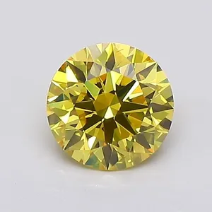 0.98ct ROUND Fancy Vivid Yellow VS2 Coloured Lab diamond