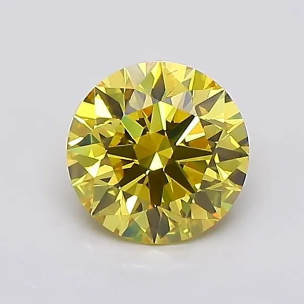 0.98ct ROUND Fancy Vivid Yellow VS2 Coloured Lab diamond