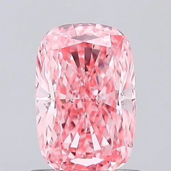 0.9ct CUSHION Fancy Vivid Pink VVS2 Coloured Lab diamond