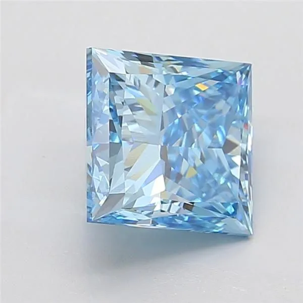 4.01ct PRINCESS Fancy Vivid Blue VVS2 Coloured Lab diamond