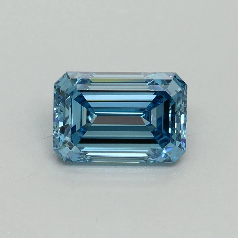 1.26ct EMERALD Fancy Vivid Blue VVS2 Coloured Lab diamond