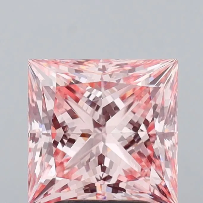 3.02ct PRINCESS Fancy Vivid Pink VS1 Coloured Lab diamond