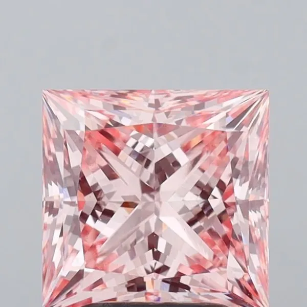 3.02ct PRINCESS Fancy Vivid Pink VS1 Coloured Lab diamond