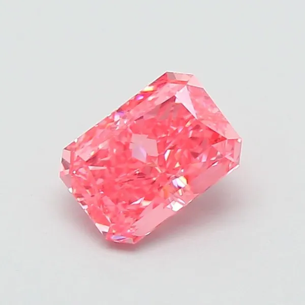 1.08ct RADIANT Fancy Vivid Pink VVS2 Coloured Lab diamond