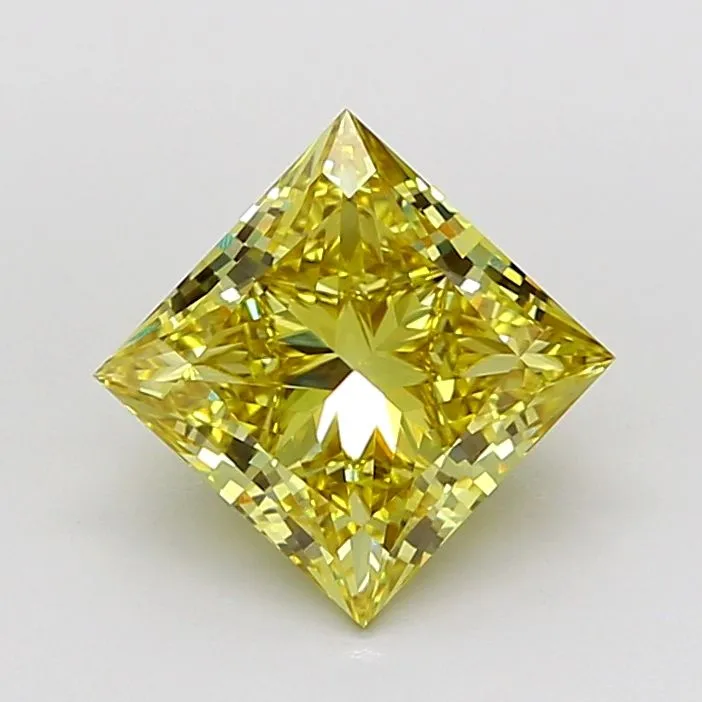 3.49ct PRINCESS Fancy Intense Yellow VVS2 Coloured Lab diamond
