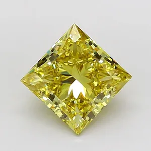 3.49ct PRINCESS Fancy Intense Yellow VVS2 Coloured Lab diamond