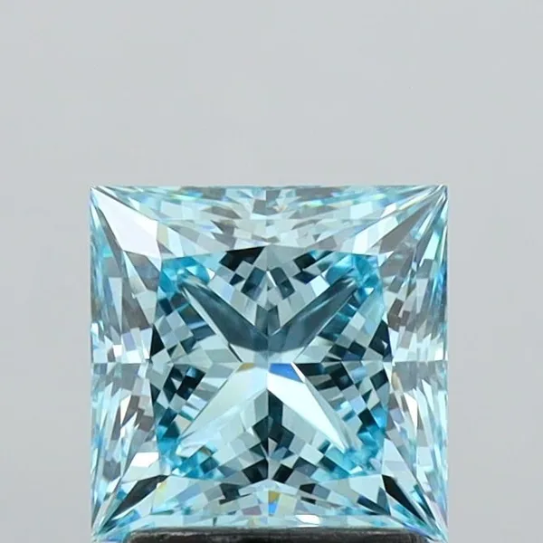 1.95ct PRINCESS Fancy Vivid Blue VVS2 Coloured Lab diamond