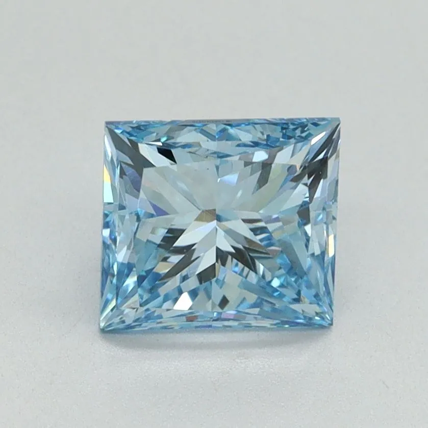 1.50ct PRINCESS Fancy Vivid Blue VS1 Coloured Lab diamond