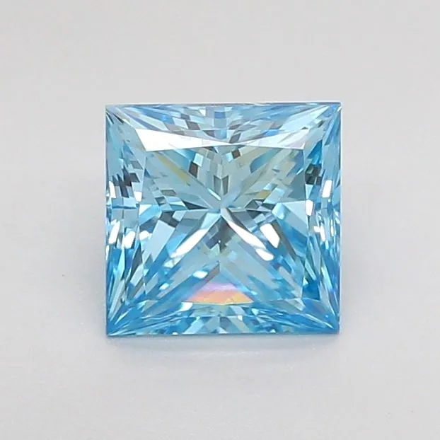 1.00ct PRINCESS Fancy Vivid Blue VS1 Coloured Lab diamond