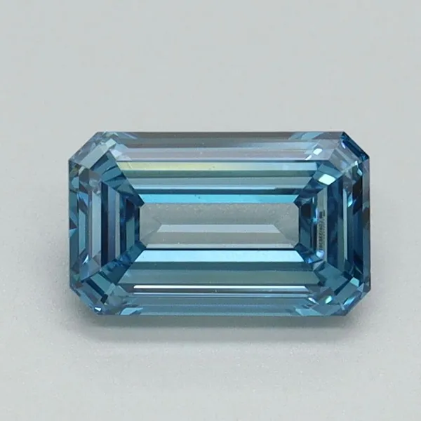 1.01ct EMERALD Fancy Vivid Blue VVS2 Coloured Lab diamond