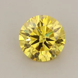 0.77ct ROUND Fancy Vivid Yellow VVS2 Coloured Lab diamond
