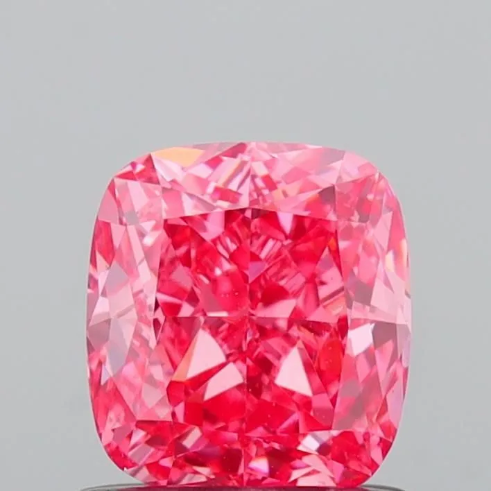 0.92ct CUSHION Fancy Vivid Pink VS1 Coloured Lab diamond