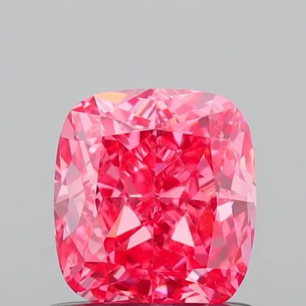 0.92ct CUSHION Fancy Vivid Pink VS1 Coloured Lab diamond