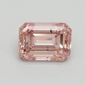 0.9ct EMERALD Fancy Intense Pink SI1 Coloured Lab diamond