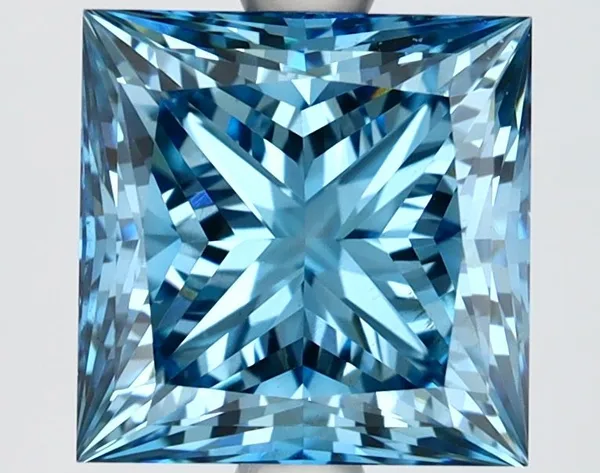 2.5ct PRINCESS Fancy Vivid Blue VS1 Coloured Lab diamond