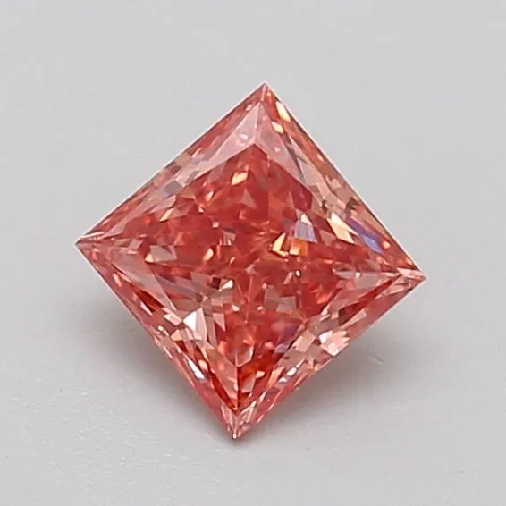 0.57ct PRINCESS Fancy Vivid Brownish Pink VS1 Coloured Lab diamond