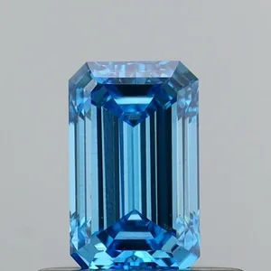 0.48ct EMERALD Fancy Vivid Blue VS1 Coloured Lab diamond