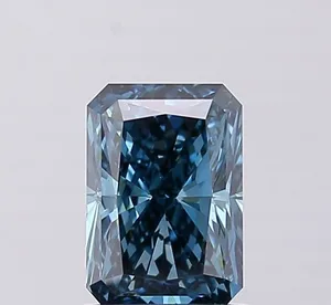 1.35ct RADIANT Fancy Vivid Greenish Blue VS1 Coloured Lab diamond