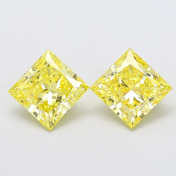 4.22ct PRINCESS Fancy Intense Yellow VS1 Coloured Lab diamond