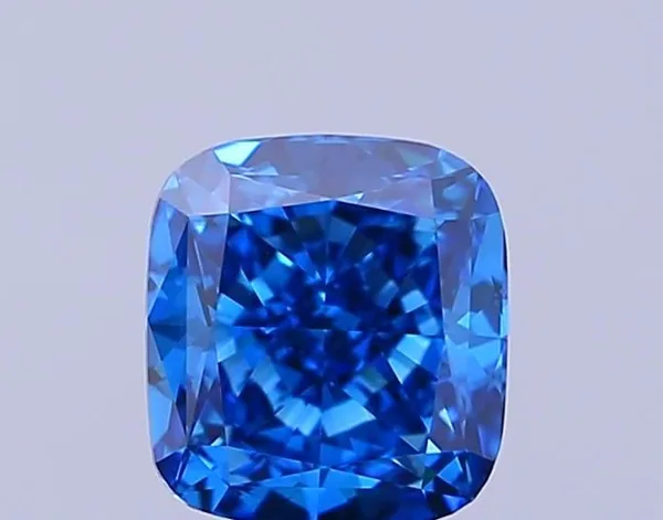 0.73ct CUSHION Fancy Vivid Blue VS1 Coloured Lab diamond