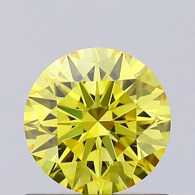 0.63ct ROUND Fancy Vivid Yellow VVS1 Coloured Lab diamond