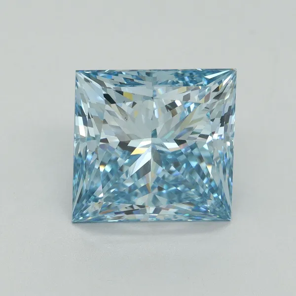 6.03ct PRINCESS Fancy Vivid Blue VS1 Coloured Lab diamond