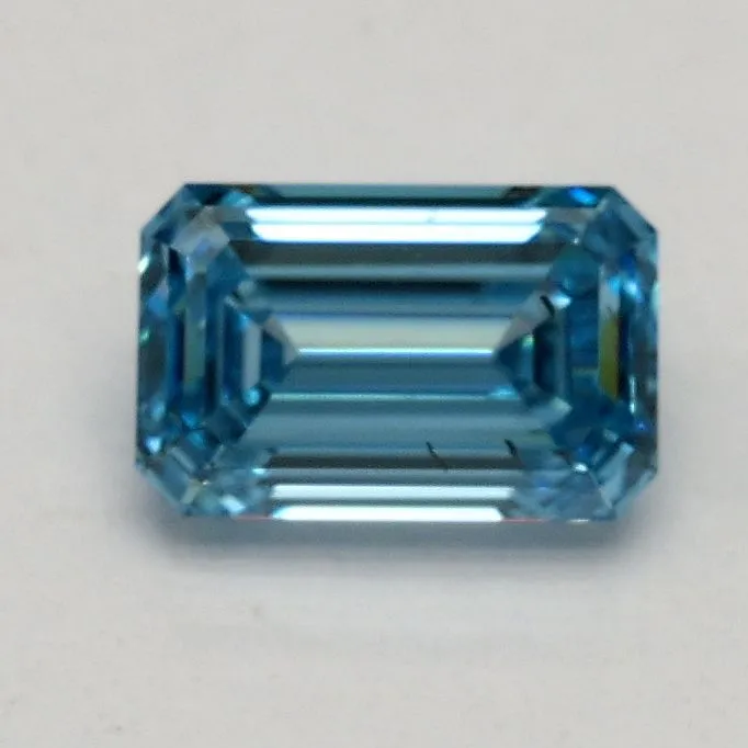 0.55ct EMERALD Fancy Vivid Blue SI1 Coloured Lab diamond