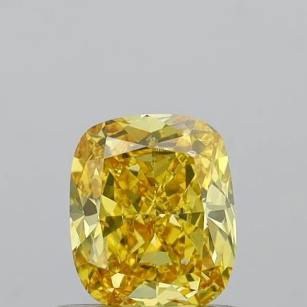 0.51ct CUSHION Fancy Intense Yellow SI1 Coloured Lab diamond