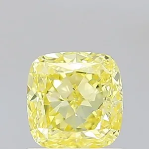 1.05ct CUSHION Fancy Vivid Yellow VVS2 Coloured Lab diamond