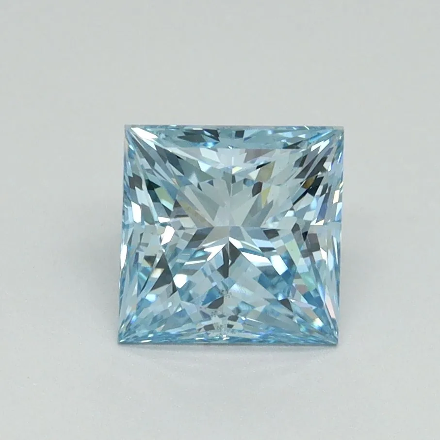 1.50ct PRINCESS Fancy Vivid Blue VS2 Coloured Lab diamond