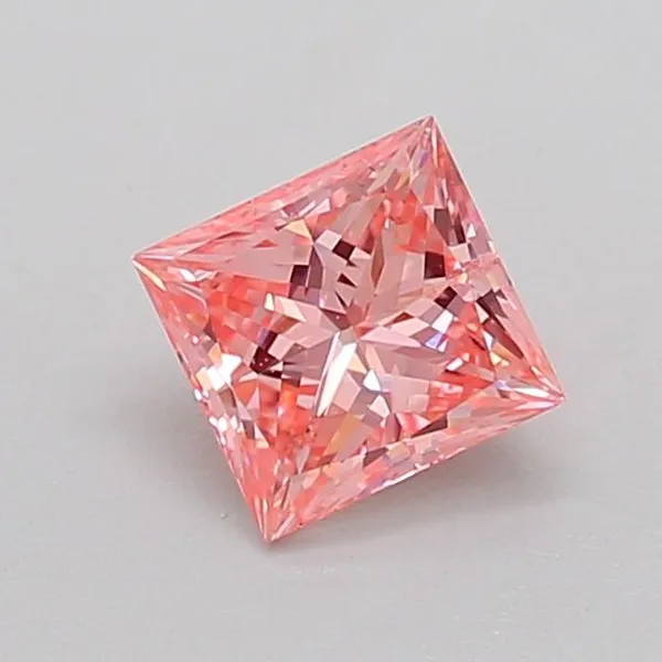 0.71ct PRINCESS Fancy Vivid Pink SI2 Coloured Lab diamond