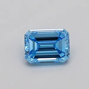 0.38ct EMERALD Fancy Vivid Blue VVS2 Coloured Lab diamond
