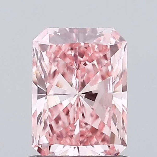 0.84ct RADIANT Fancy Vivid Pink VVS2 Coloured Lab diamond