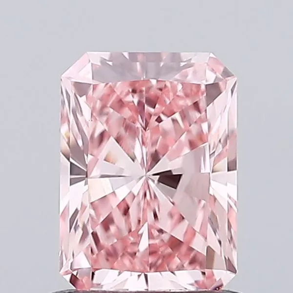 0.84ct RADIANT Fancy Vivid Pink VVS2 Coloured Lab diamond