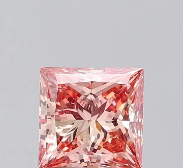 1.02ct PRINCESS Fancy Intense Brownish Pink VS1 Coloured Lab diamond