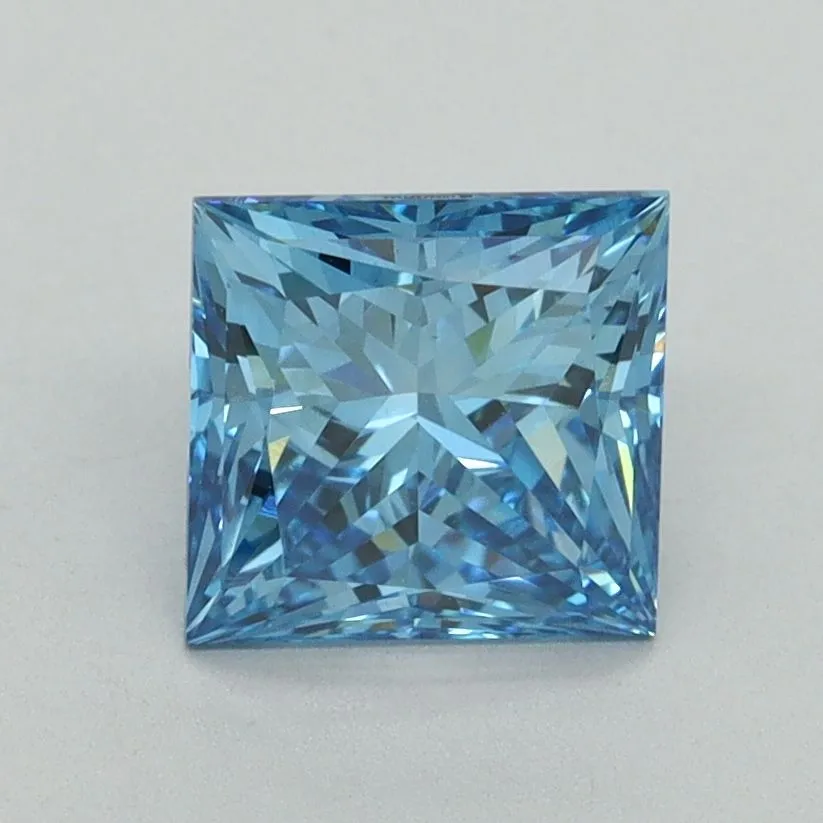 1.55ct PRINCESS Fancy Vivid Blue VS1 Coloured Lab diamond