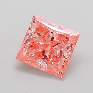 0.94ct PRINCESS Fancy Vivid Pink VS1 Coloured Lab diamond