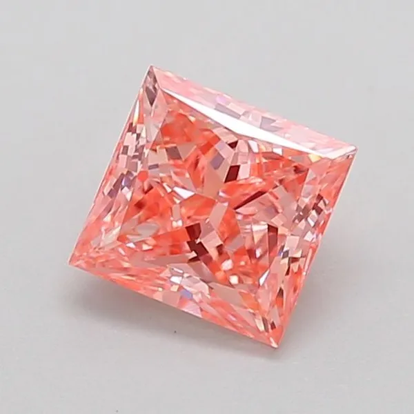 0.94ct PRINCESS Fancy Vivid Pink VS1 Coloured Lab diamond