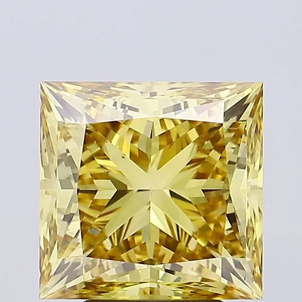 5.01ct PRINCESS Fancy Vivid Yellow VS2 Coloured Lab diamond