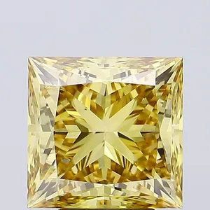 5.01ct PRINCESS Fancy Vivid Yellow VS2 Coloured Lab diamond