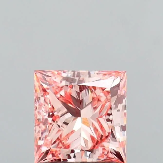 1.48ct PRINCESS Fancy Intense Pink VVS2 Coloured Lab diamond