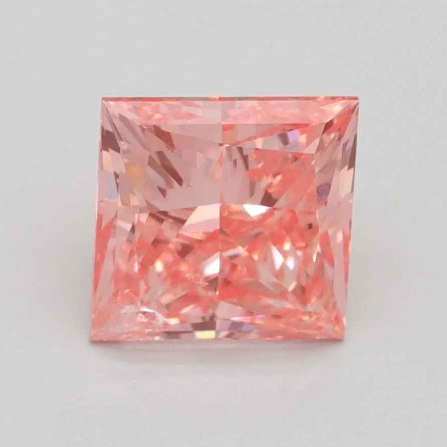 2.01ct PRINCESS Fancy Vivid Pink SI2 Coloured Lab diamond